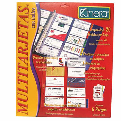 Multitarjeta Kinera con Indice Tamaño Carta - Caja con 5 Piezas