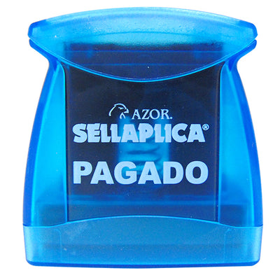Sello Azor Pre-Entintado Color Azul, Texto "Pagado" - 1 Pieza