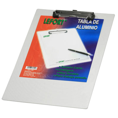 Tabla Sujetapapel Lefort de Aluminio, Tamaño Carta con Clip - 1 Pieza