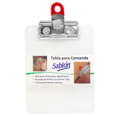 Tabla Sujetapapel Sablon de Plástico Tamaño Mini con Clip, Transparente - 1 Pieza