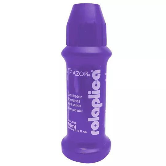 Tinta para sello Rolaplica Azor color violeta sistema Roll-On 60 ml