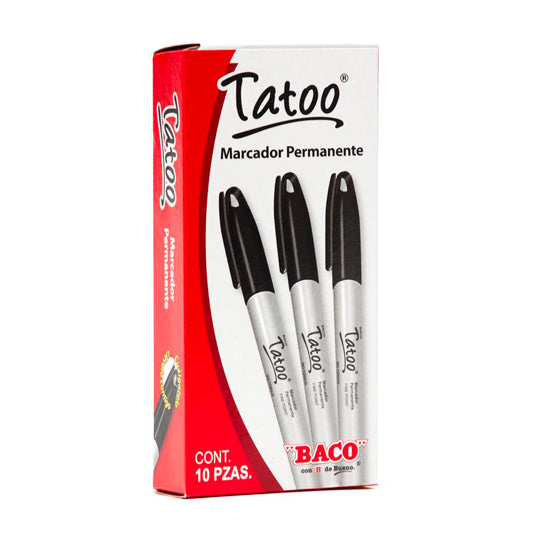 Marcador permanente Tatoo BACO fino negro - caja con 10 piezas