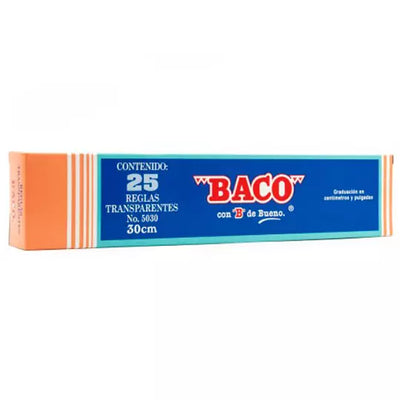 Regla de plástico Baco 30 cm, caja 25 pz