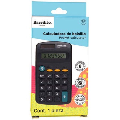 Calculadora de Bolsillo Barrilito básica de 8 dígitos