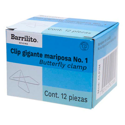 Clip Barrilito Mariposa Gigante no. 1 - caja con 12 piezas
