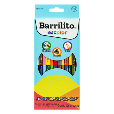 Lápices de colores dúo BARRILITO 12 piezas