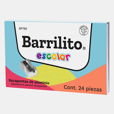 Sacapuntas metálico BARRILITO 1 orificio - caja con 24 piezas