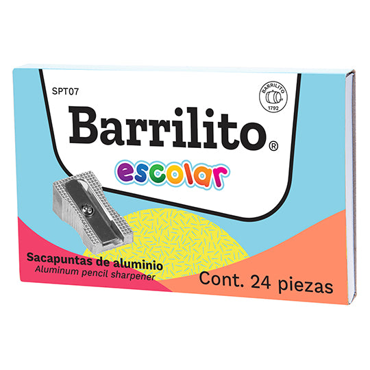 Sacapuntas Barrilito metálico diagonal - caja con 24 piezas