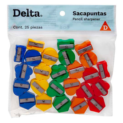 Sacapuntas Barrilito de plástico 1 orificio - bolsa con 25 piezas