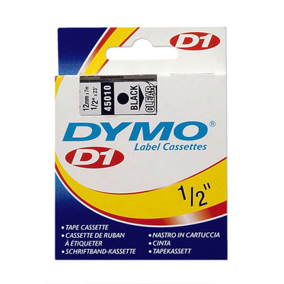 Cinta para Rotulador DYMO Imprime Negro sobre Fondo Transparente 12mm x 7m - 1 Pieza