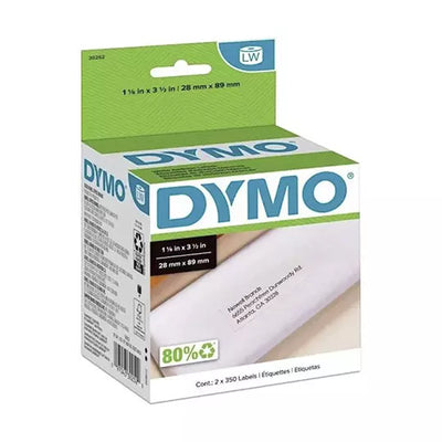 Etiqueta DYMO blanca de 89x28mm blístercon 2 rollos con 350 etiquetas