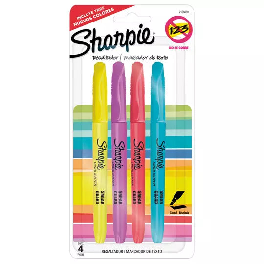 Resaltador Sharpie Pocket colores fluorecentes caja con 4 piezas