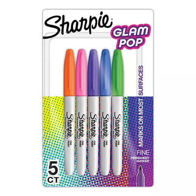Marcador permanente Sharpie Glam Pop blíster con 5 piezas colores surtidos