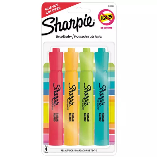 Resaltador Sharpie Tank caja con 4 piezas colores fluorescentes surtidos