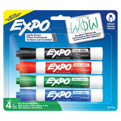 Marcador para pizarron Expo colores basicos blister con 4 piezas