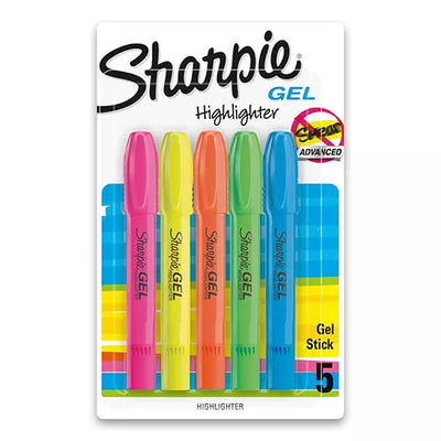 Resaltador de texto Sharpie gel blistercon 5 piezas colores surtidos.
