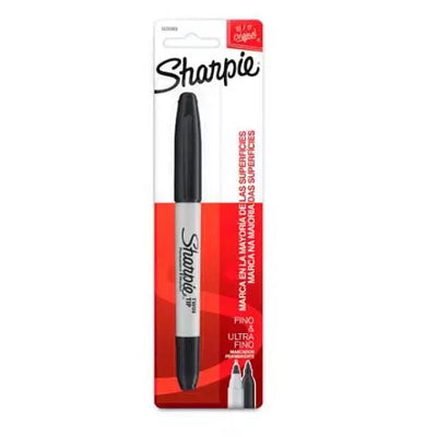 Marcador Sharpie doble punta negro blister con 1 pieza