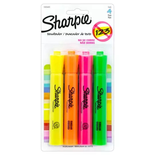 Resaltador Sharpie tank punta cincel 4 colores fluorecentes