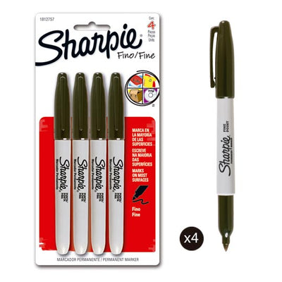 Marcador Permanente Fino SHARPIE negro - 4 piezas