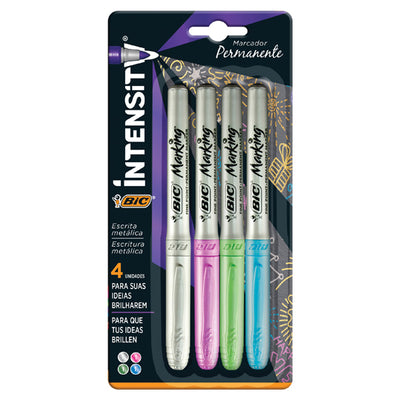 Marcador permanente Intensity BIC metal - caja con 4 piezas