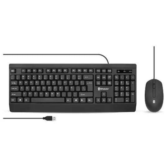 Kit Teclado + Mouse Alambrico USB Brobotix 6007198 | Ultrasilencioso | Antiderrames | Ergonómico | USB | Negro | Para Oficina, Home Office y Dotación Corporativa | SKU 6007198