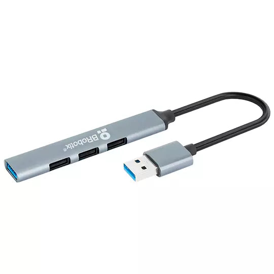 Hub USB V3.0 4 Puertos, Conexión Tipo A,Plata BROBOTIX
