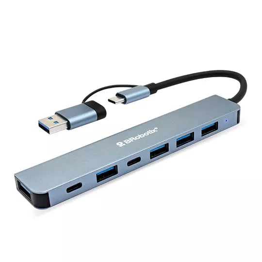 Hub USB 7 Puertos Conector Dual Tipo A/Tipo C A USB V3.0x5 Y TIPO C x2 BROBOTIX
