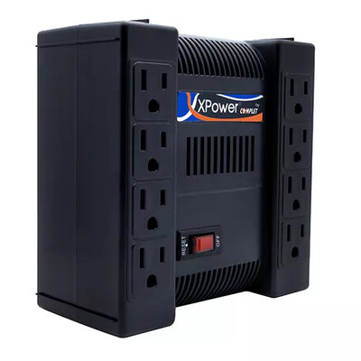Regulador de Voltaje COMPLET X-POWER ERV-9-001 | 1300 VA / 650 W | 8 Contactos | Supresor de Picos + Supresor Telefónico | Para TV / PC / Consolas | SKU ERV-9-001