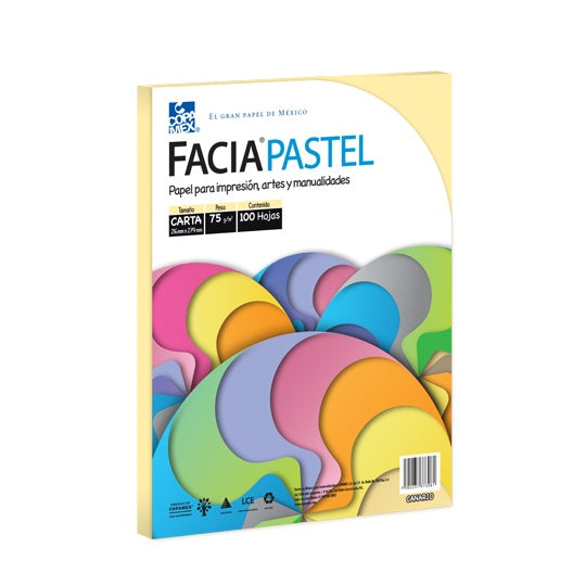 Papel facia pastel carta color canario 75g