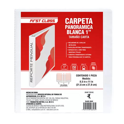 Carpeta de vinil carta DIETRIX 1 pulgadaherraje O color blanca con ventana
