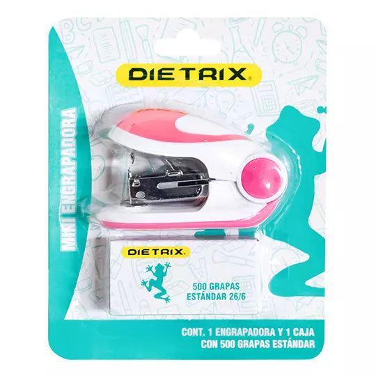 Mini engrapadora DIETRIX con 500 grapasestándar, colores surtidos 1 Pza