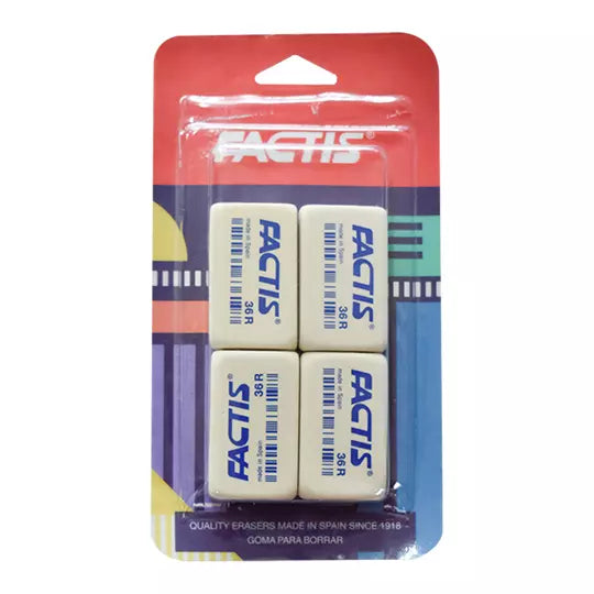 Goma Factis 36RB forma rectangular colorblanco blíster 4 piezas