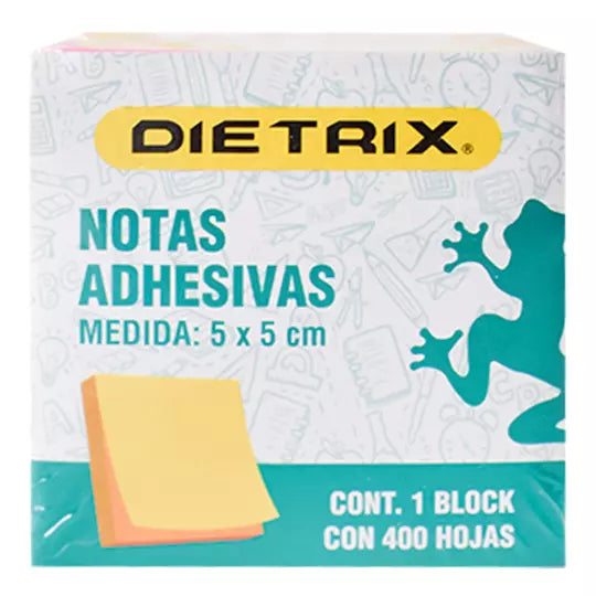 Notas adhesivas Dietrix colores neón de5 x 5 cm con 400 hojas