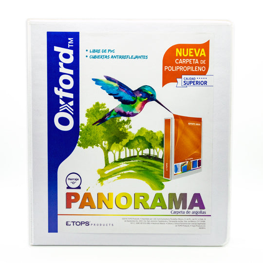 Carpeta panorámica OXFORD herraje en O 1 pulgada color blanco tamaño carta