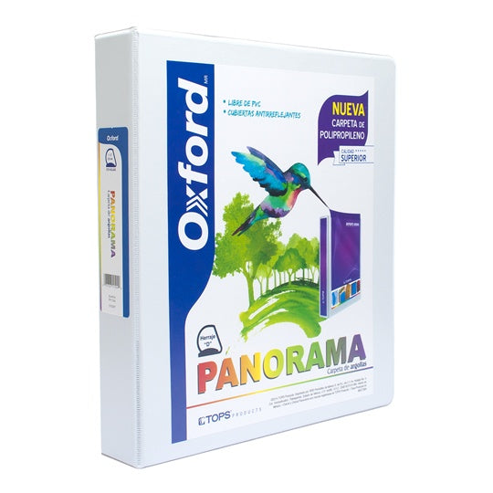 Carpeta panorámica OXFORD herraje en D 1.5 pulgadas color blanco tamaño carta