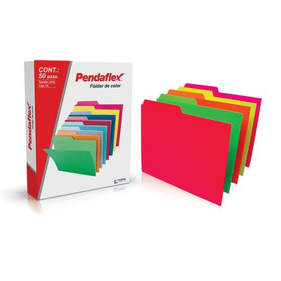 Folder PENDAFLEX broche de 8cm colores surtidos neón tamaño carta - caja con 50 piezas
