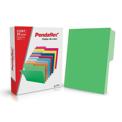 Folder PENDAFLEX broche de 8cm color verde tamaño carta - caja con 50 piezas