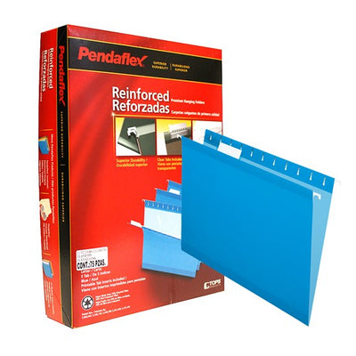 Folder colgante PENDAFLEX con jinetes de plástico color azul tamaño carta