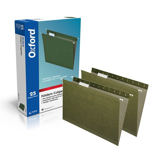 Folder colgante OXFORD jinetes de plástico transparente color verde caja tamaño oficio