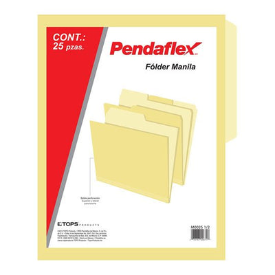 Folder manila PENDAFLEX pre-suajado superior y lateral color amarillo tamaño carta