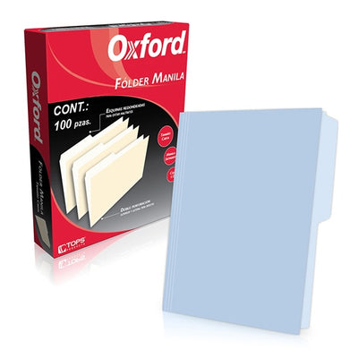 Folder manila OXFORD  broche de 8cm color azul claro tamaño carta