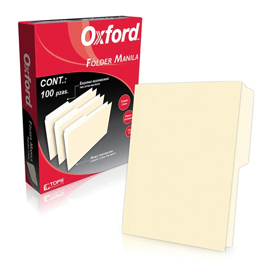 Folder manila 1/2 ceja OXFORD broche de 8cm color crema tamaño carta