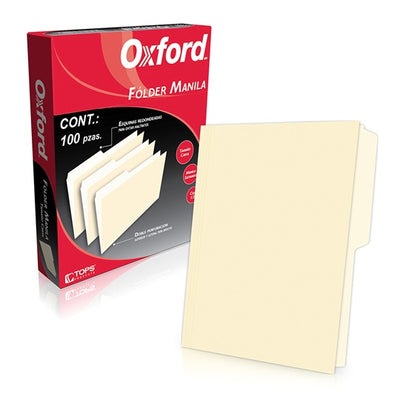 Folder manila 1/2 ceja OXFORD broche de 8cm color crema tamaño carta