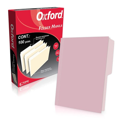 Folder manila OXFORD broche de 8cm color rosa claro tamaño carta
