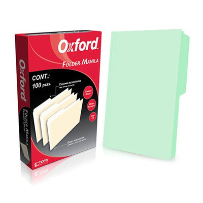 Folder manila 1/2 ceja OXFORD broche de 8cm color verde pastel tamaño oficio
