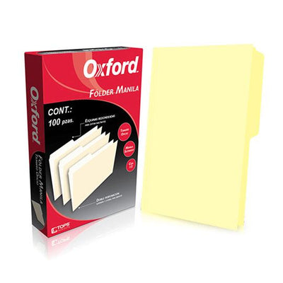 Folder manila 1/2 ceja OXFORD broche de 8cm color amarillo tamaño oficio