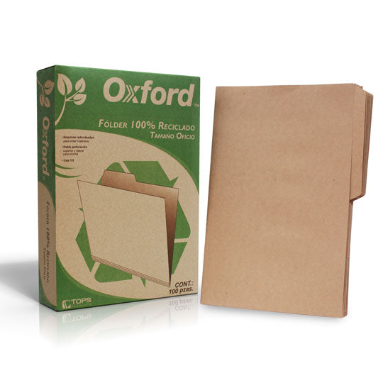 Folder reciclado 1/2 ceja OXFORD broches de 8cm color cartón tamaño carta