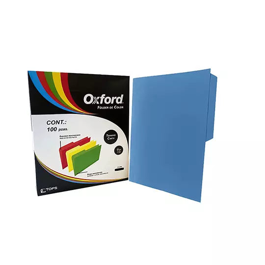 Folder de color Oxford carta color azulceja 1/2 caja con 100 pzas