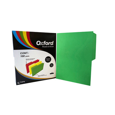 Folder OXFORD broche de 8cm color verde tamaño carta