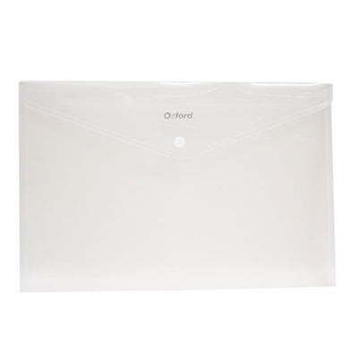 Sobre portadocumentos horizontal OXFORD con broche de presión color blanco tamaño carta